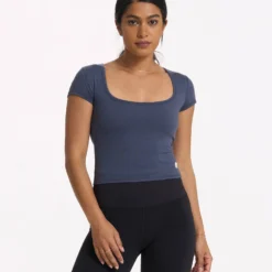 Short Sleeve Halo Crop | Azure Heather