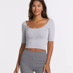 Lux Rib Avant Top | Pale Grey Heather